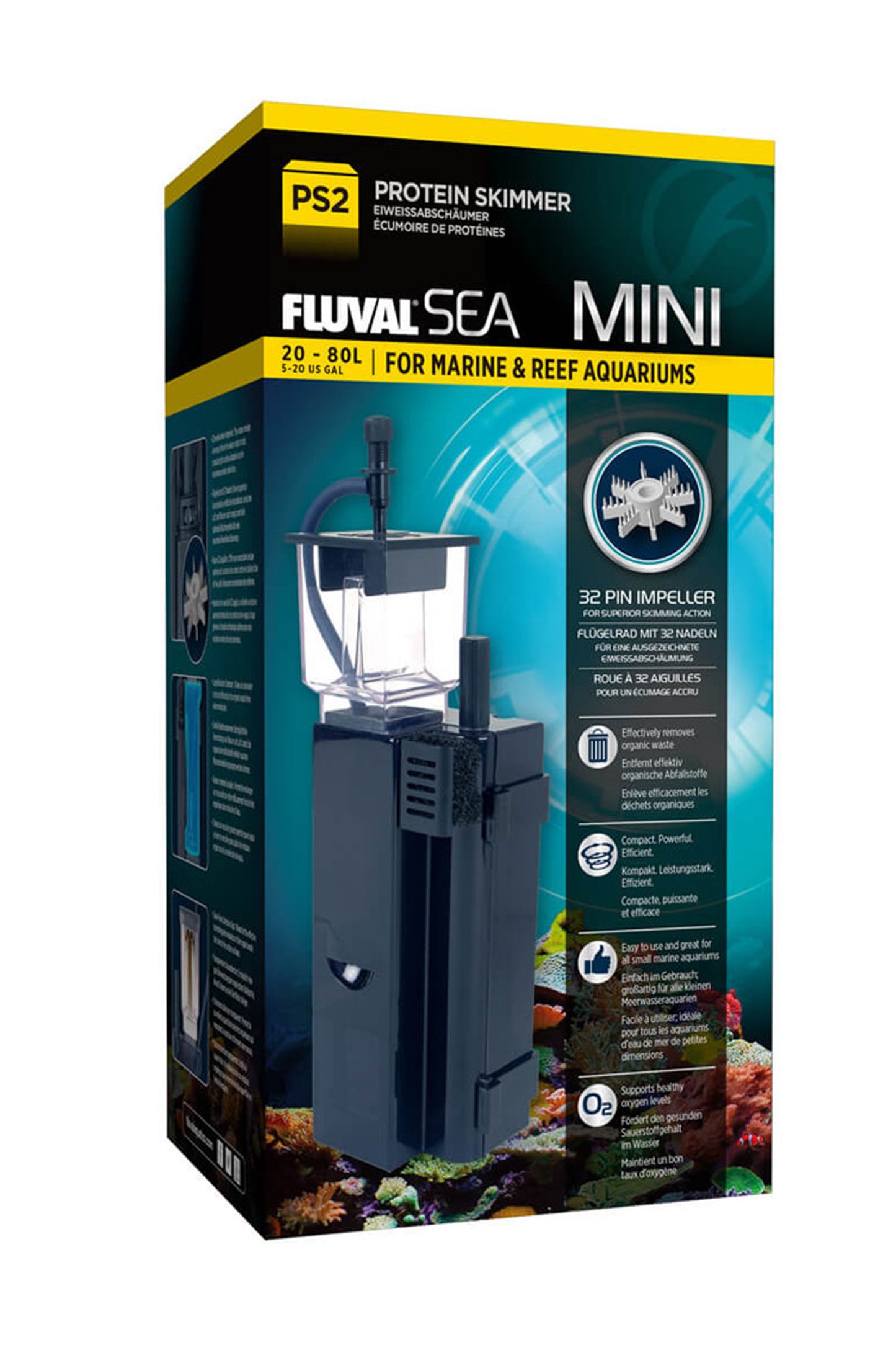 Skimmer Fluval SEA SP2 para marinos de hasta 80 litros