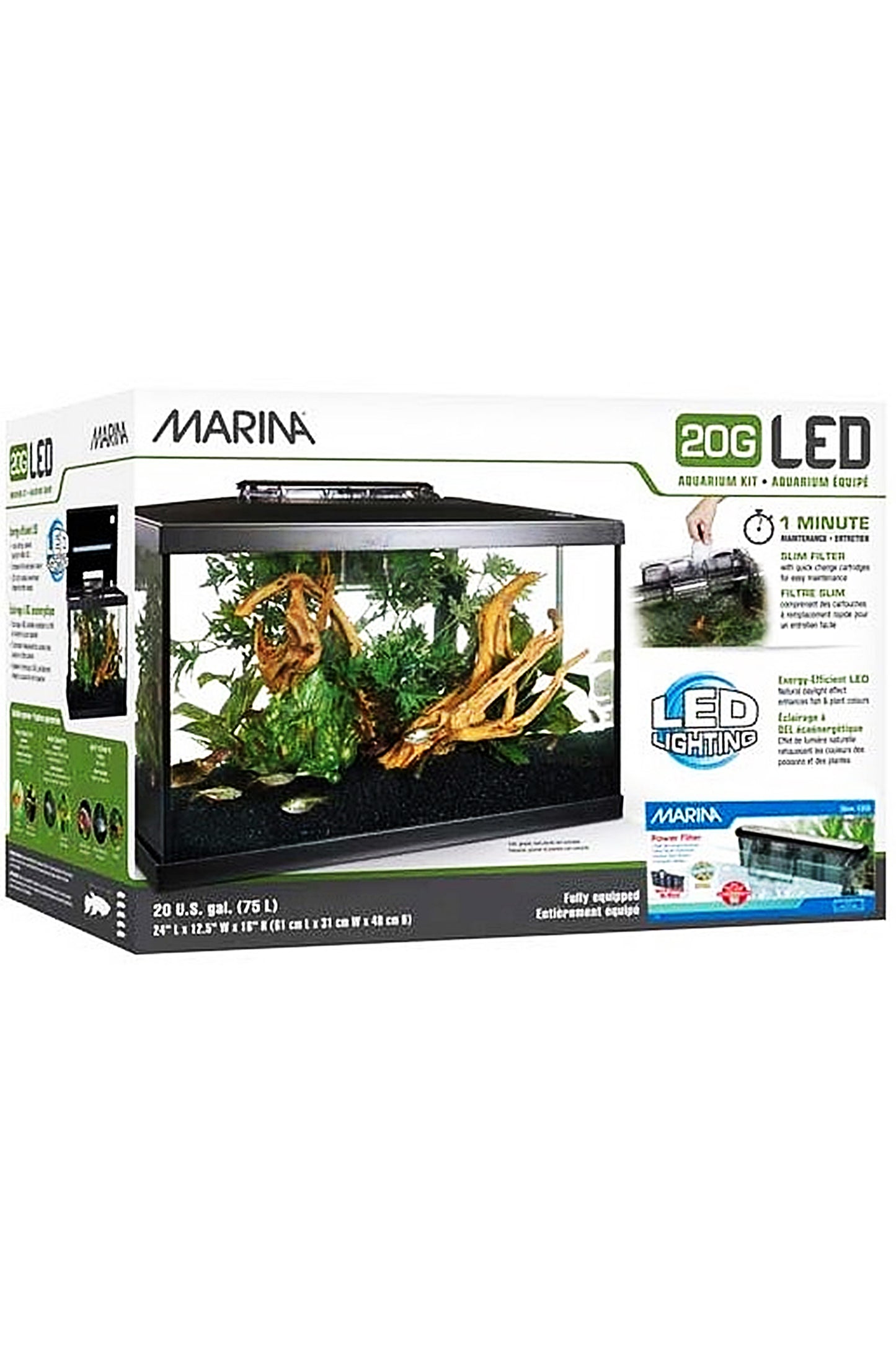 Acuario Marina LED KIT 20G de 75 litros