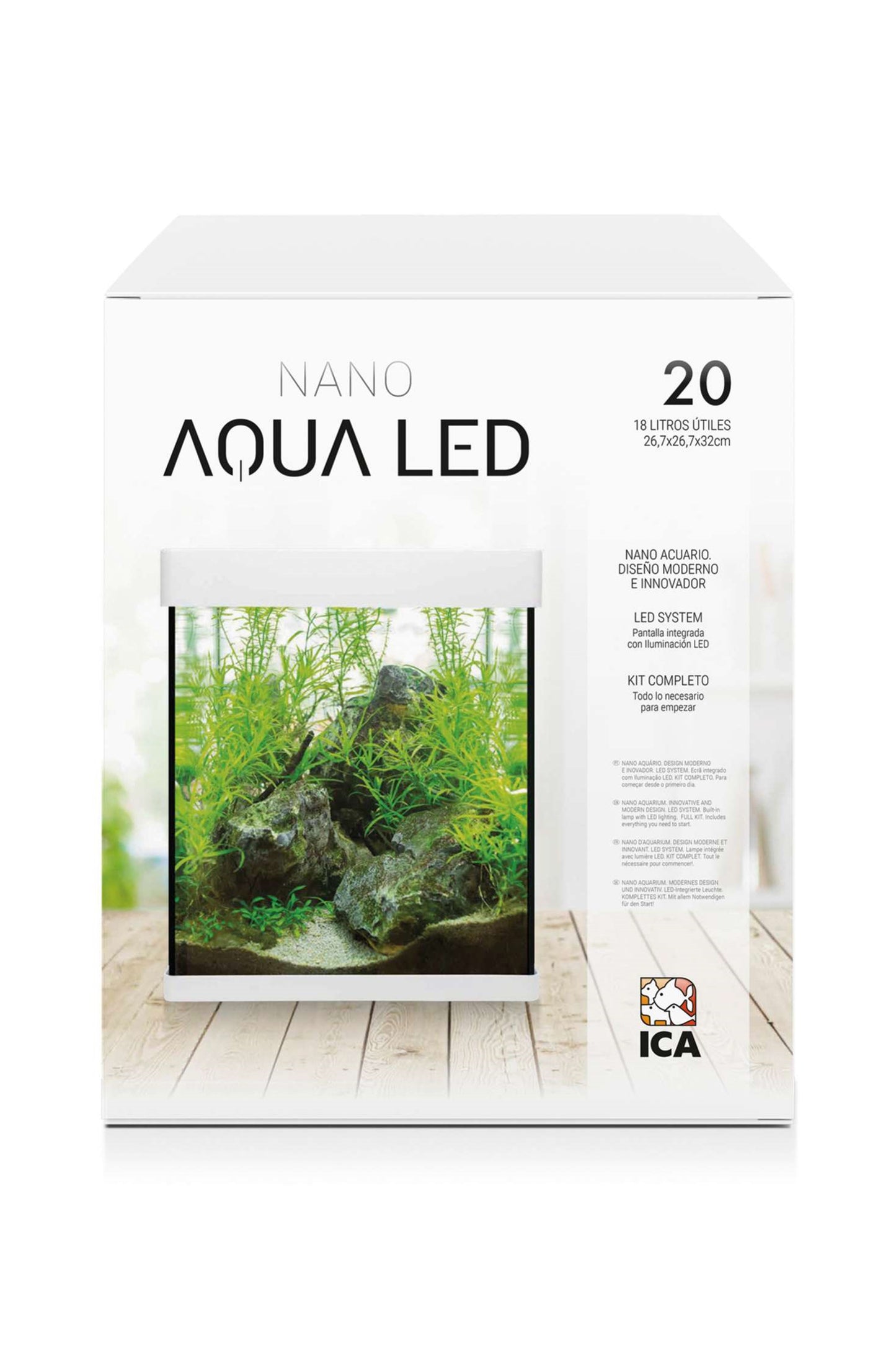 Acuario Kit Nano AquaLED Crystal 20 de 20 litros en Blanco