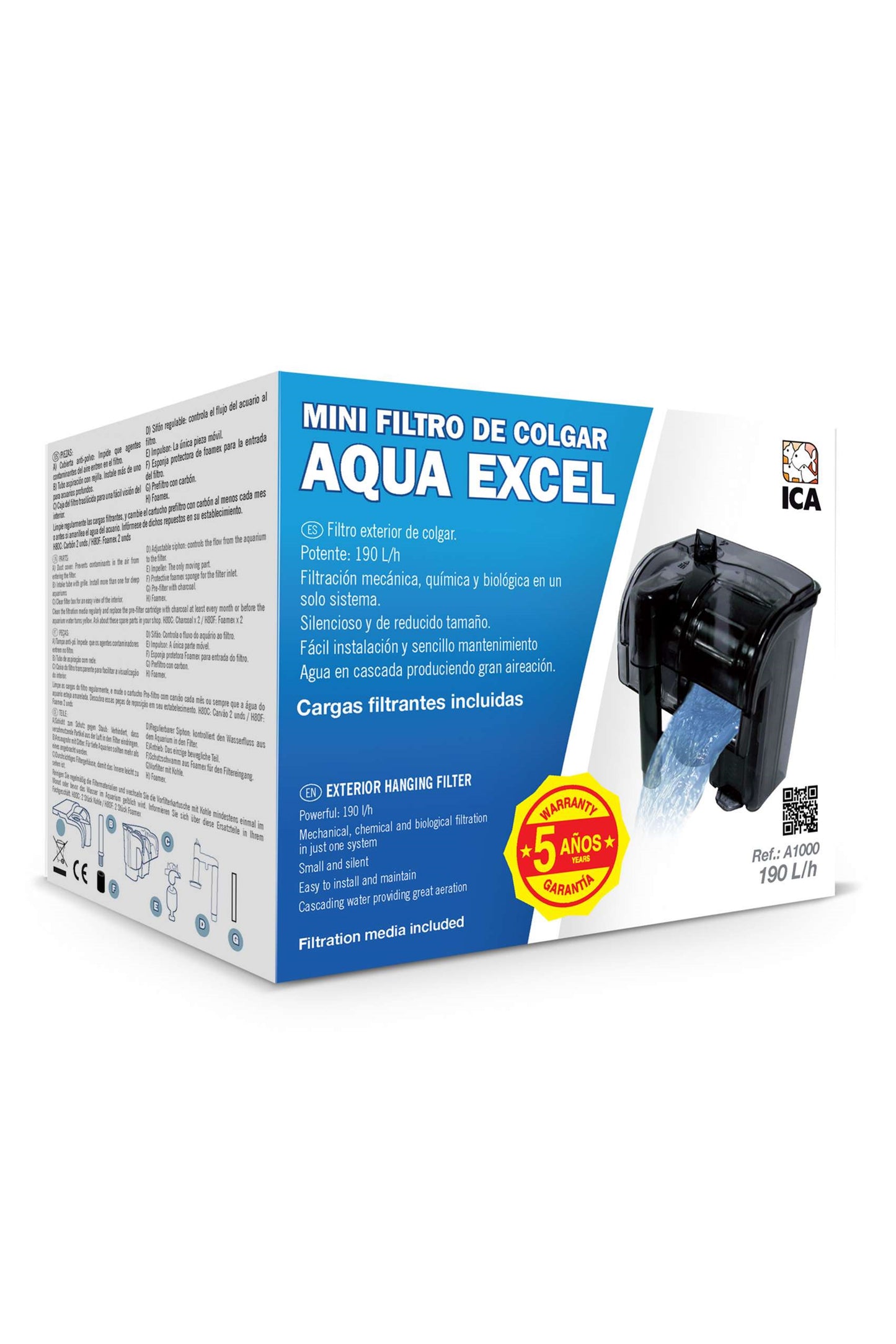 Mini Filtro de Cascada AQUA Excel (190 l/h)