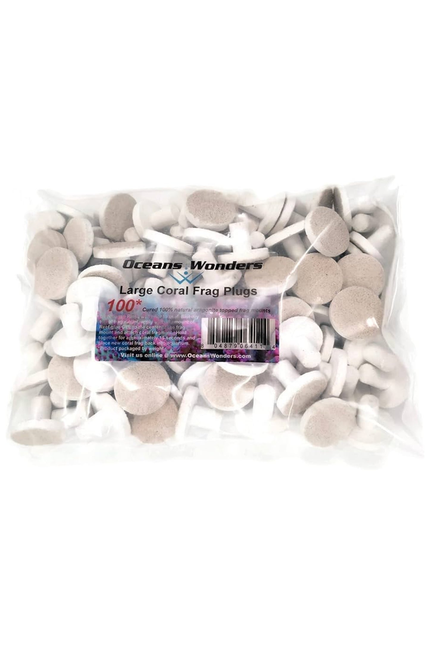 OCEAN WONDERS - LARGE CORAL FRAG PLUGS 30 mm. BULK . 100 ud.