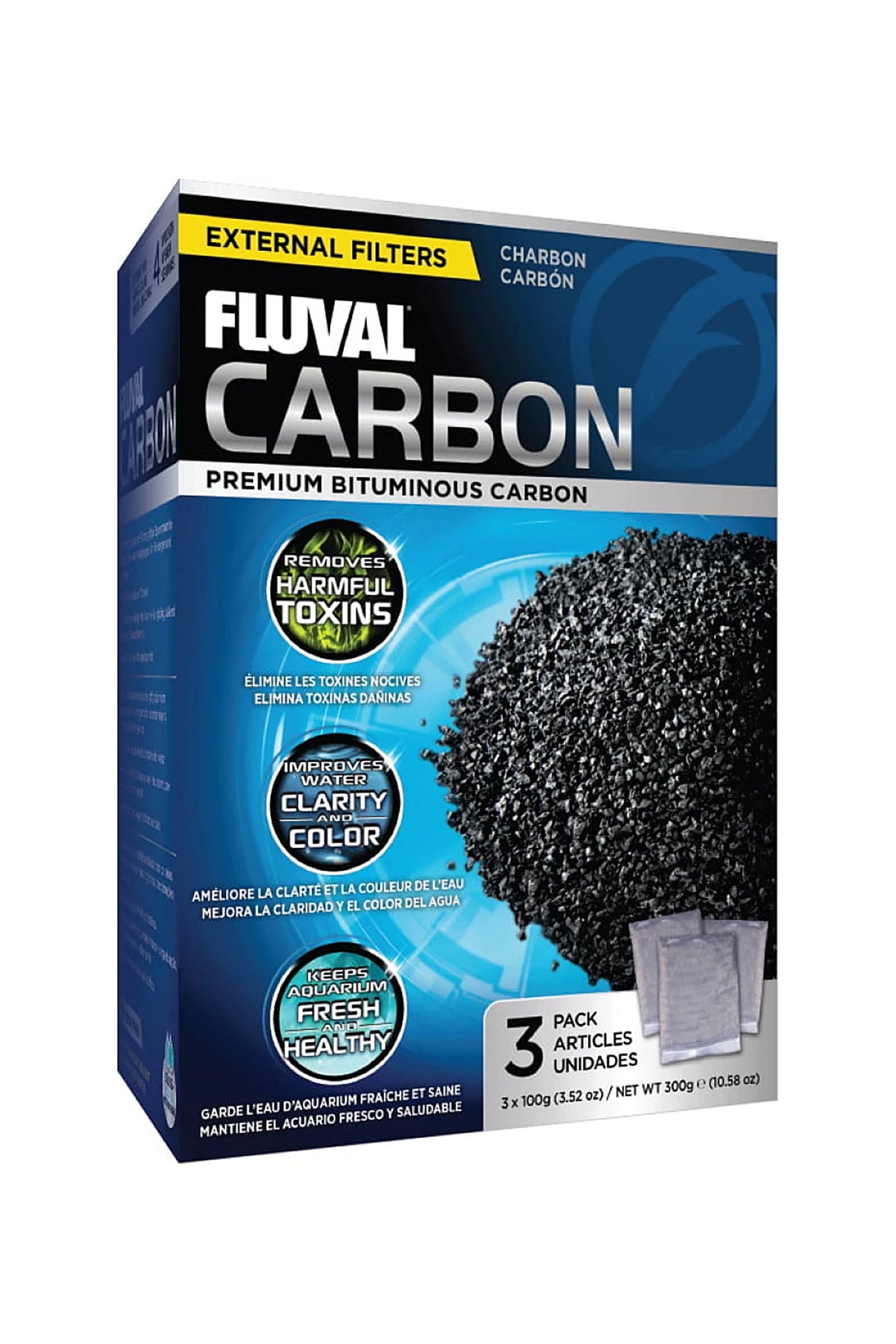 Fluval - Carbón Activado Premium 300G 3X100