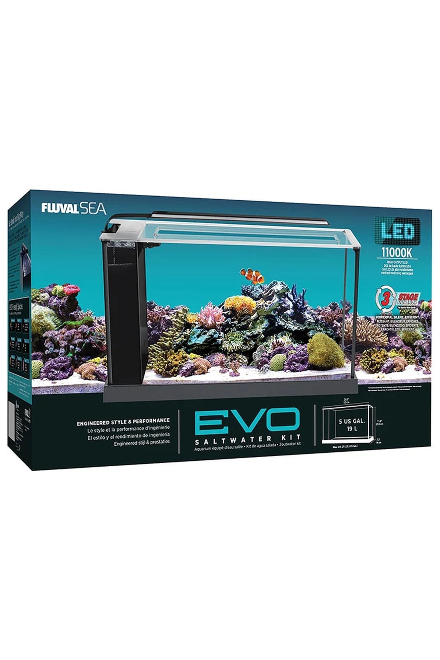 Acuario Marino FLUVAL EVO de 19 litros en Negro