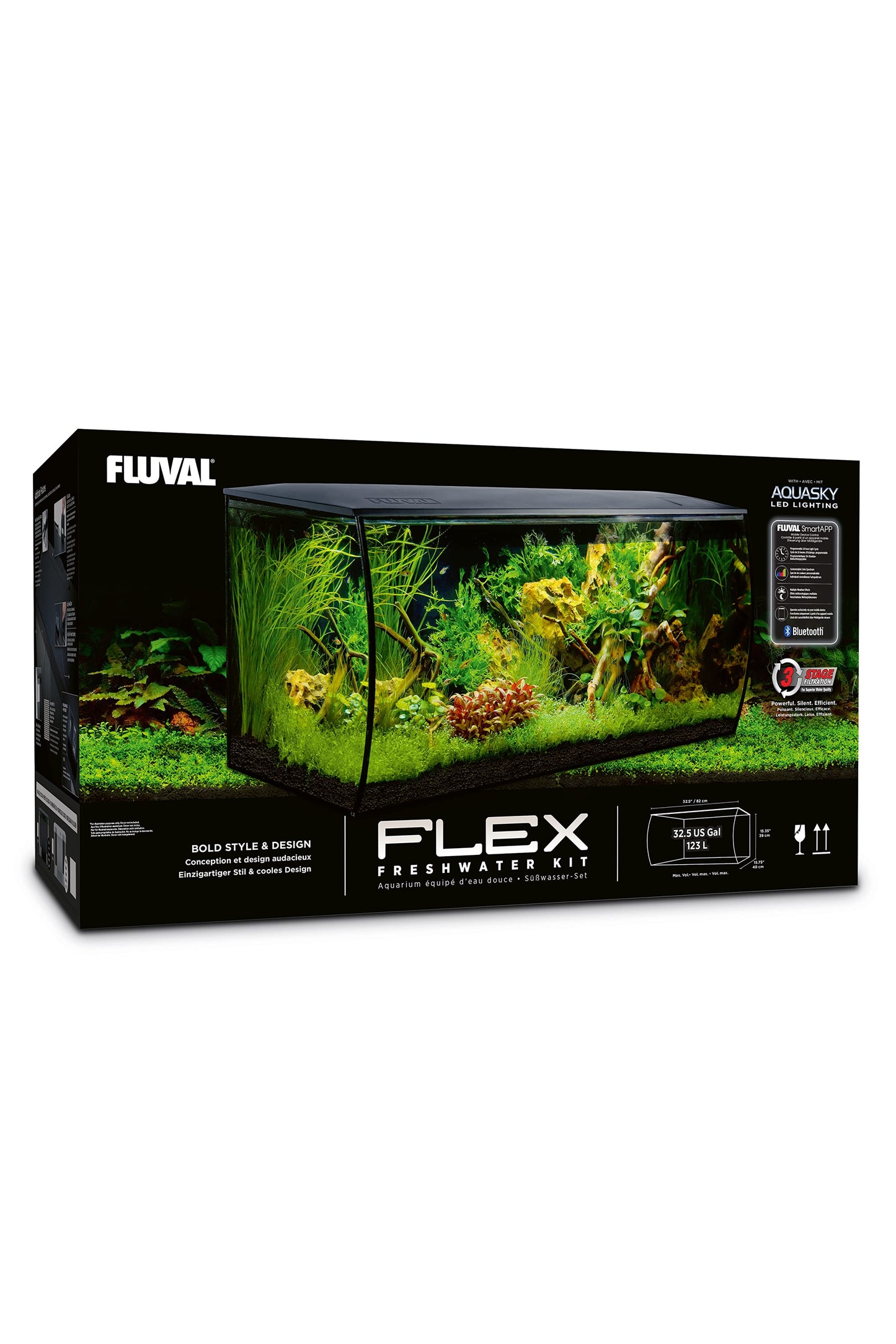 Acuario Kit FLUVAL FLEX de Negro de 123 litros