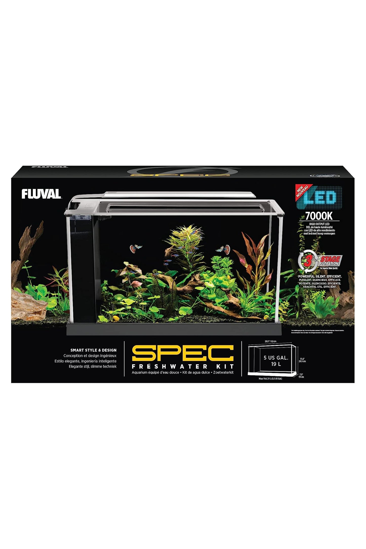 Fluval - Spec Nano Aquário Preto, 19L