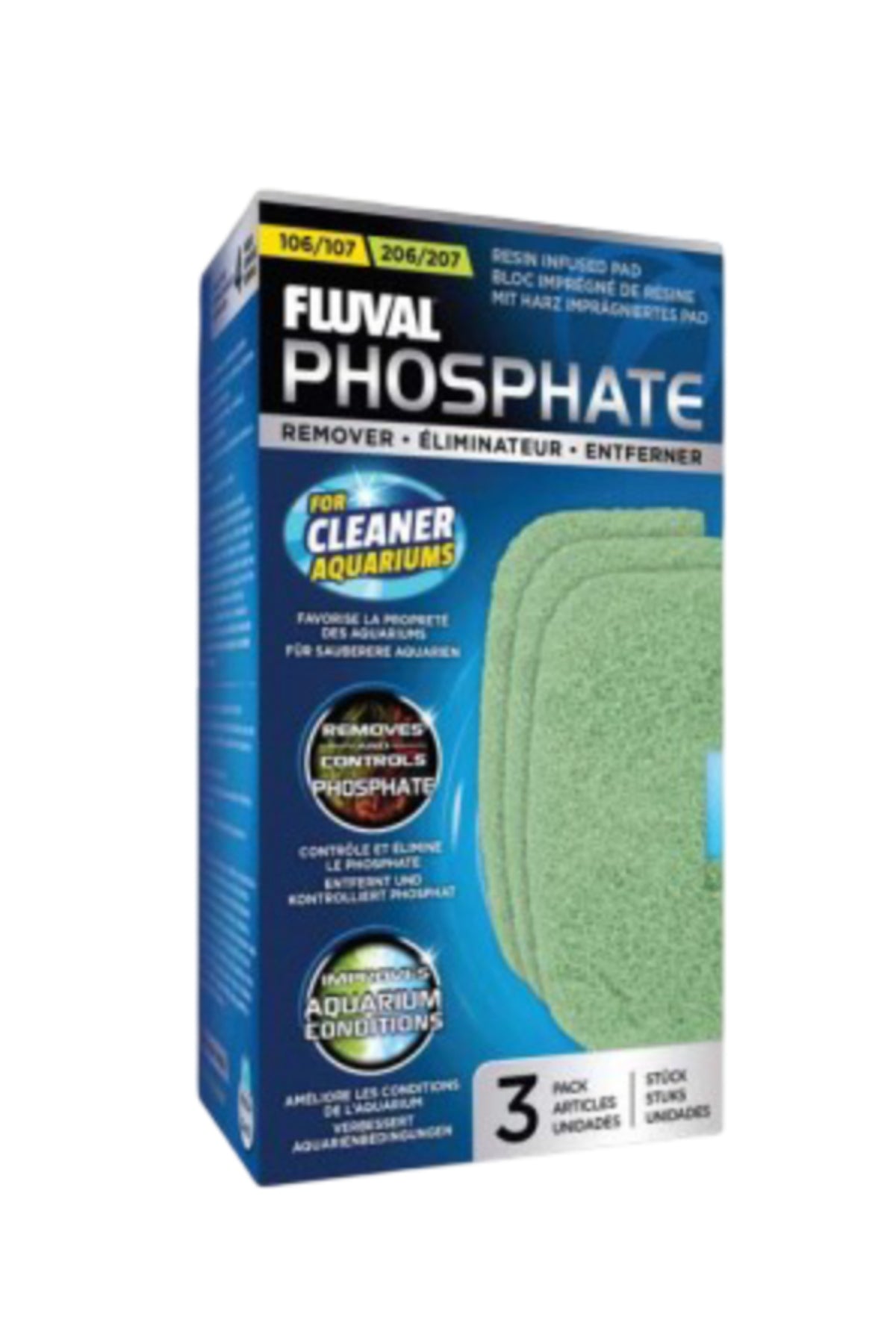 Fluval - Almohadilla Elimina Fosfato 107/207 - 3 uds