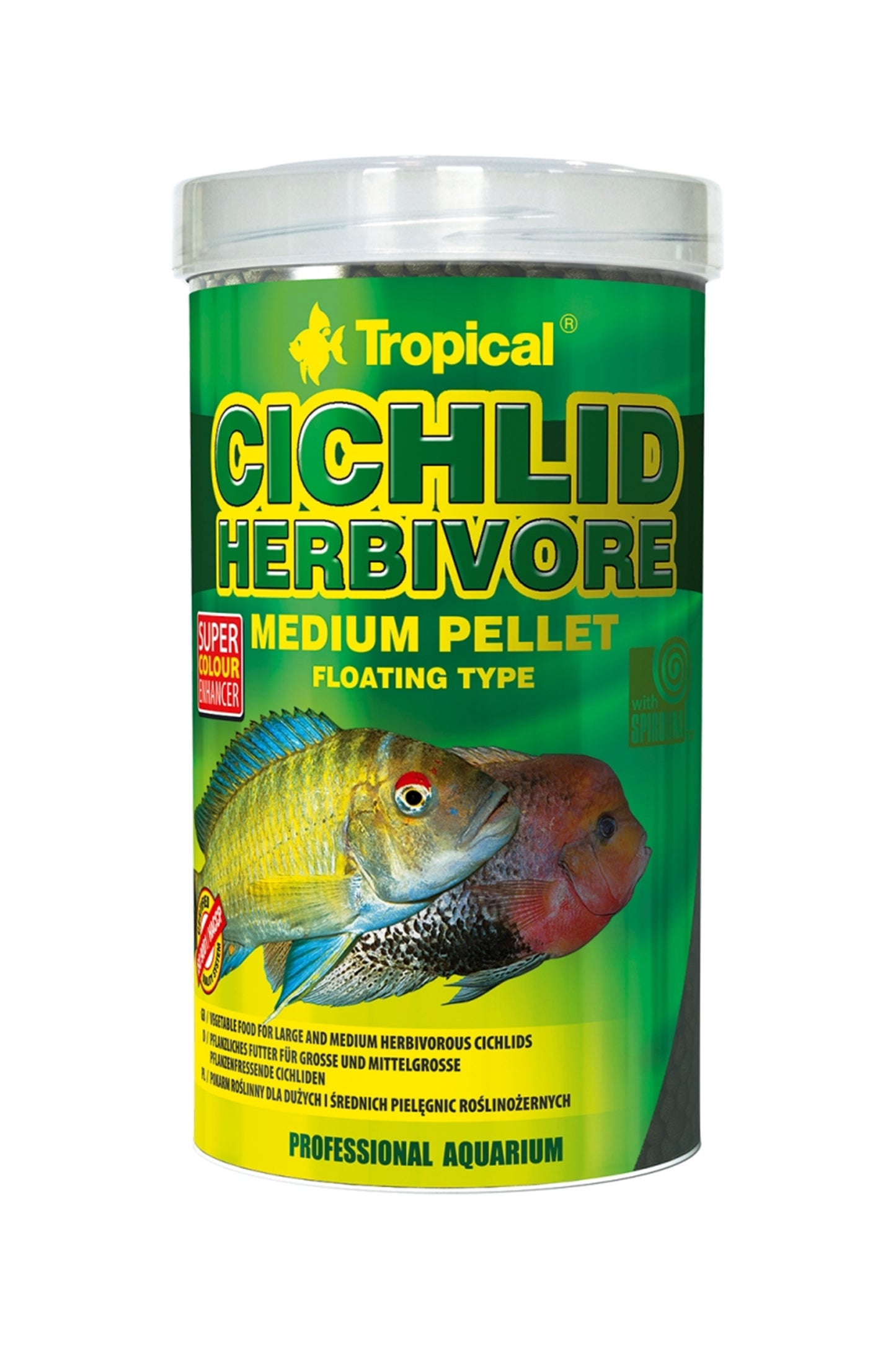 Tropical - Pellets Ciclidos Herbivoros M 500 ml.