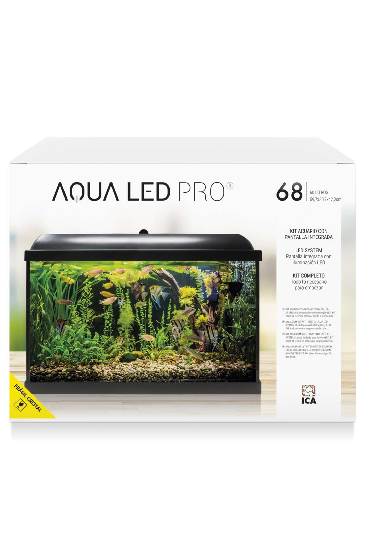 AquaLED PRO 68 Aquarium-Set mit Innenfilter (68 Liter), Schwarz