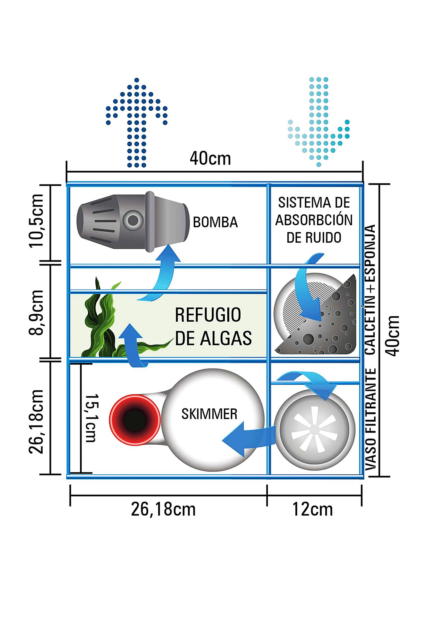 Aquário Marinho com Reservatório AquaOcean PRO de 163 litros - Iluminação LED MarineLamp