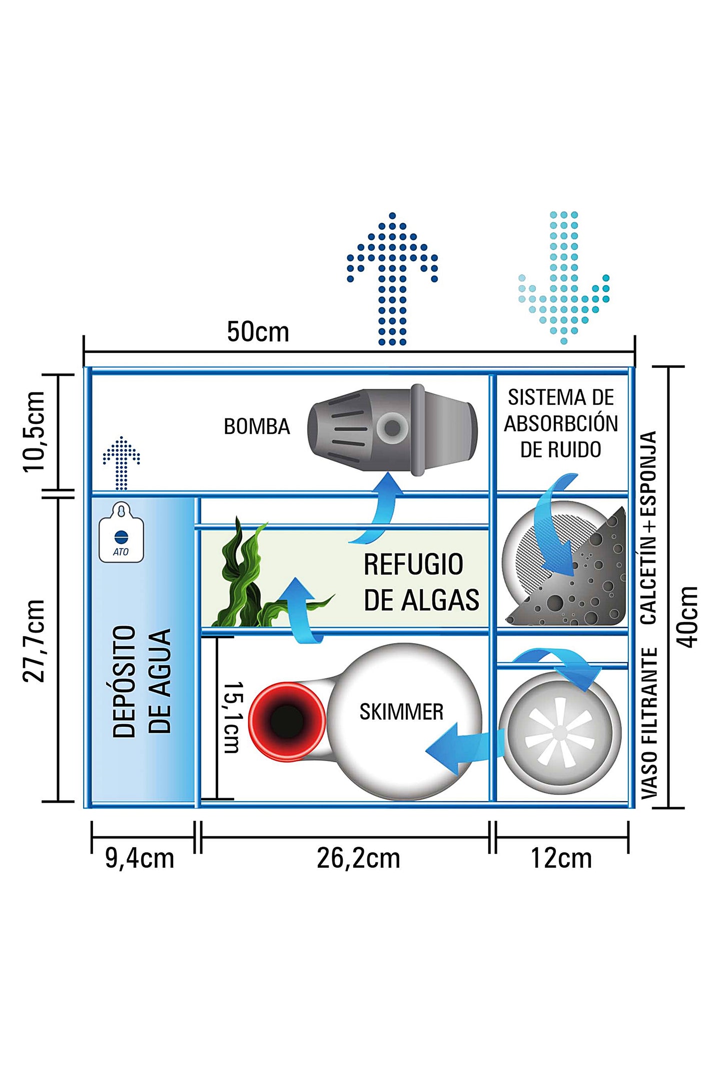 Aquário Marinho com Reservatório AquaOcean PRO de 216 litros - Iluminação LED MarineLamp