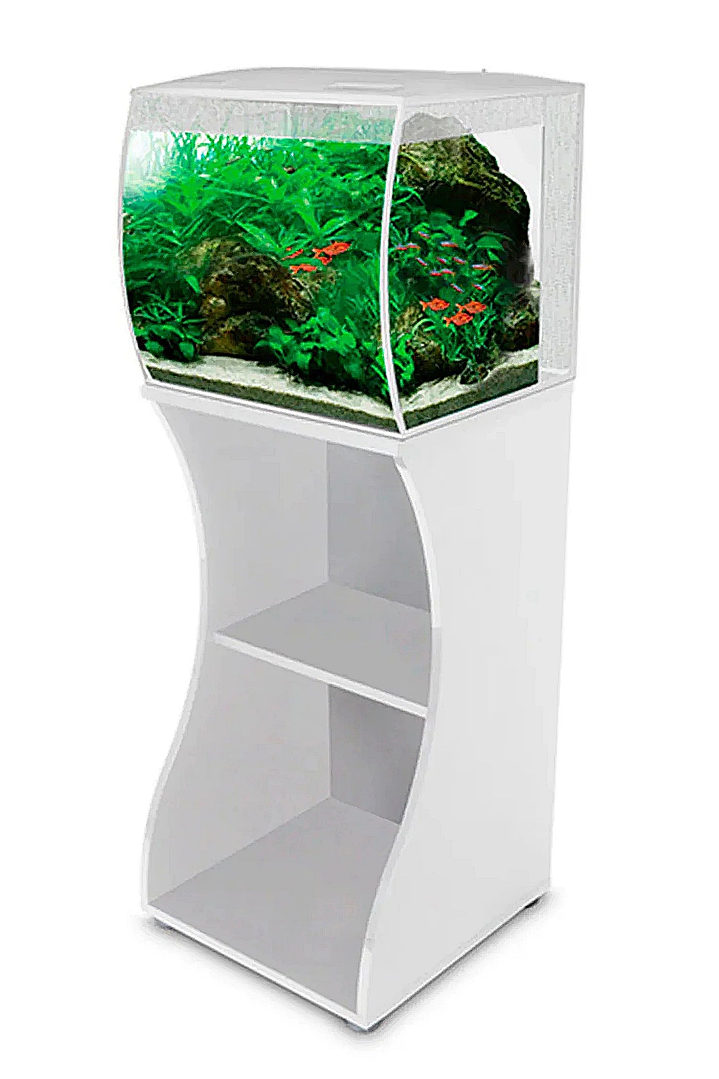 Acuario Fluval FLEX de 57 litros con mueble blanco