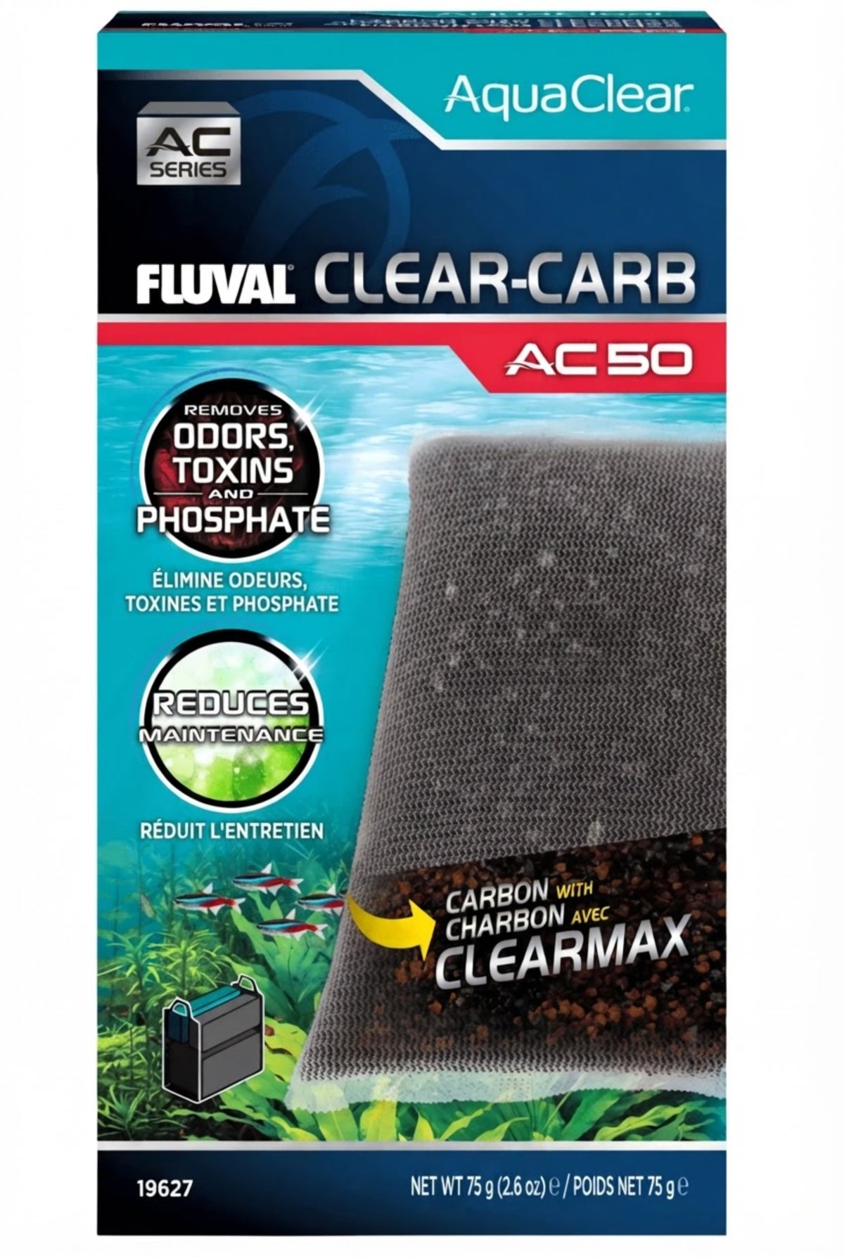 Material filtrante para filtro Fluval AC50 Clear-Carbón 1 ud.