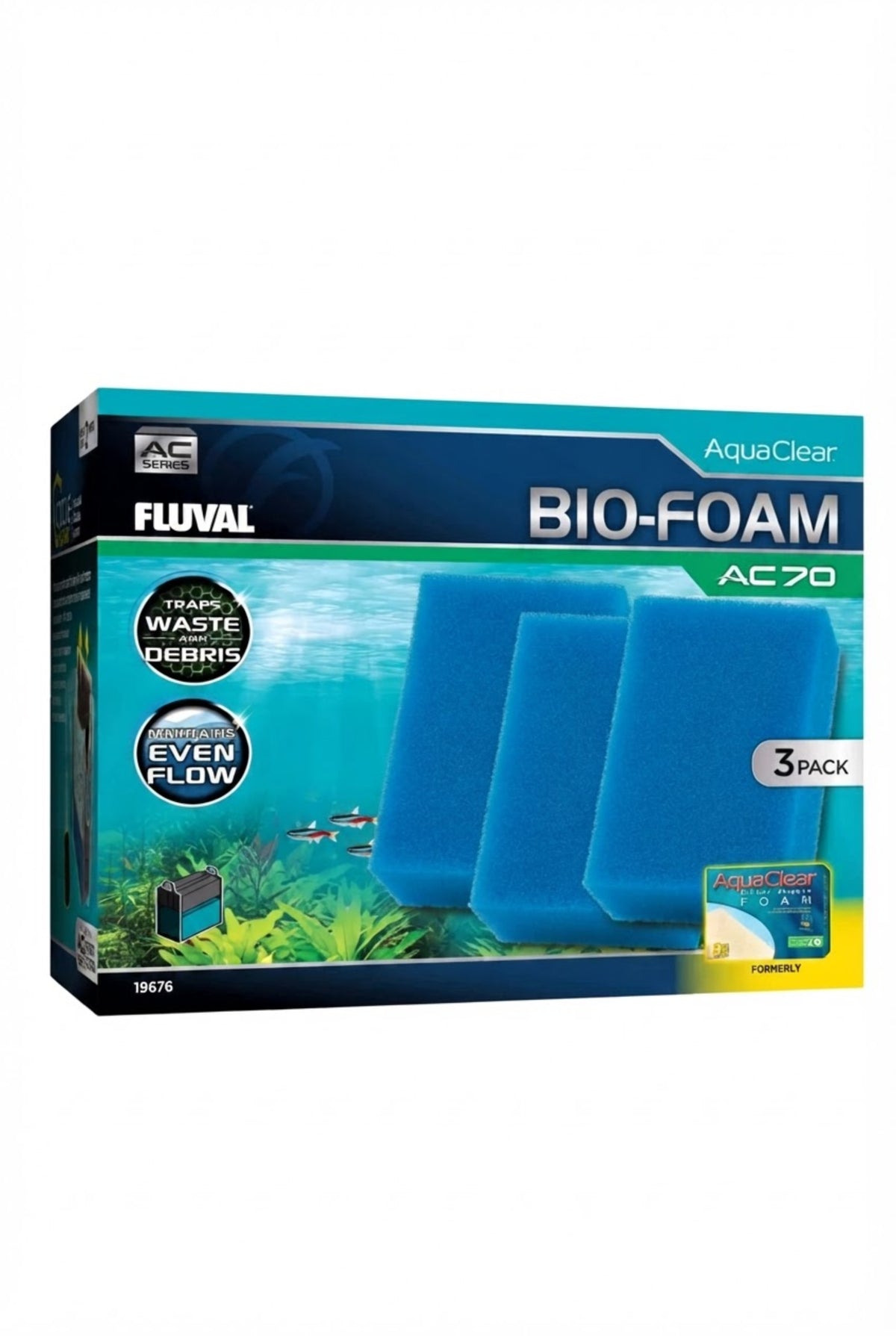 Material filtrante para filtro Fluval AC70 Pack Ahorro Bio-Esponja Azul 3 ud.