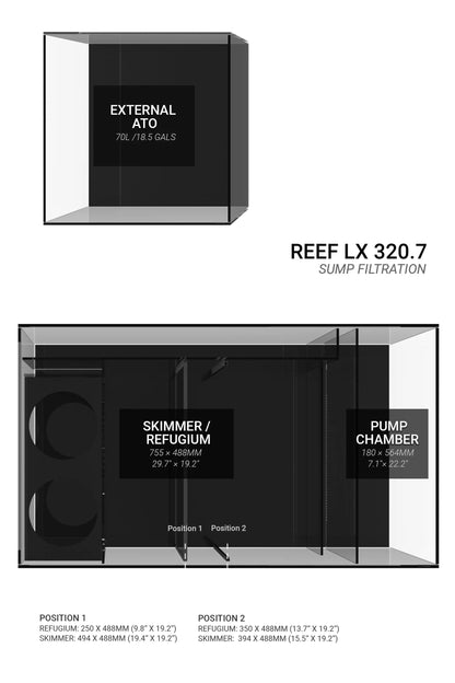 WATERBOX - Acuario REEF-LX 320.7 con mueble Negro de 877 litros
