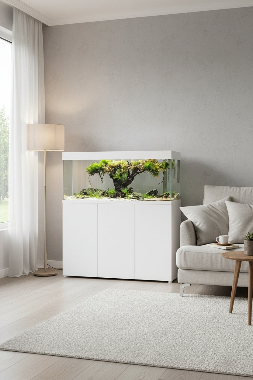 Acuario Optiset 240 litros con mueble Blanco